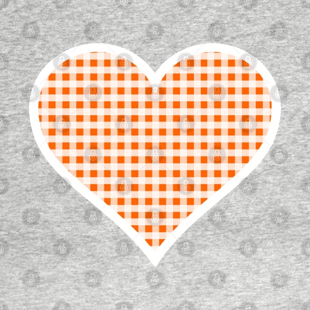 Orange and White Gingham Heart by bumblefuzzies